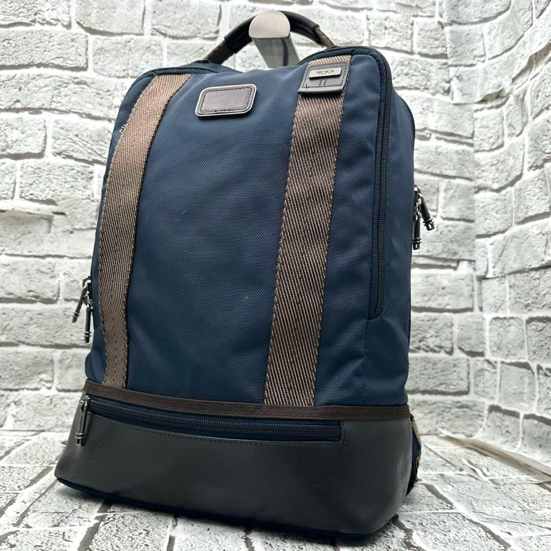 TUMI Backpack Dover Leather Ballistic Nylon Navy A4