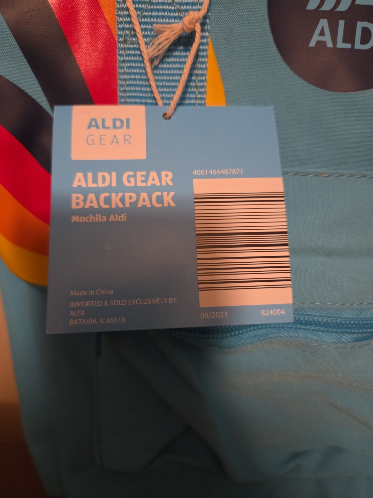 Aldi Gear Blue Rainbow Backpack with Laptop Sleeve Side Pockets Bright Logo NWT