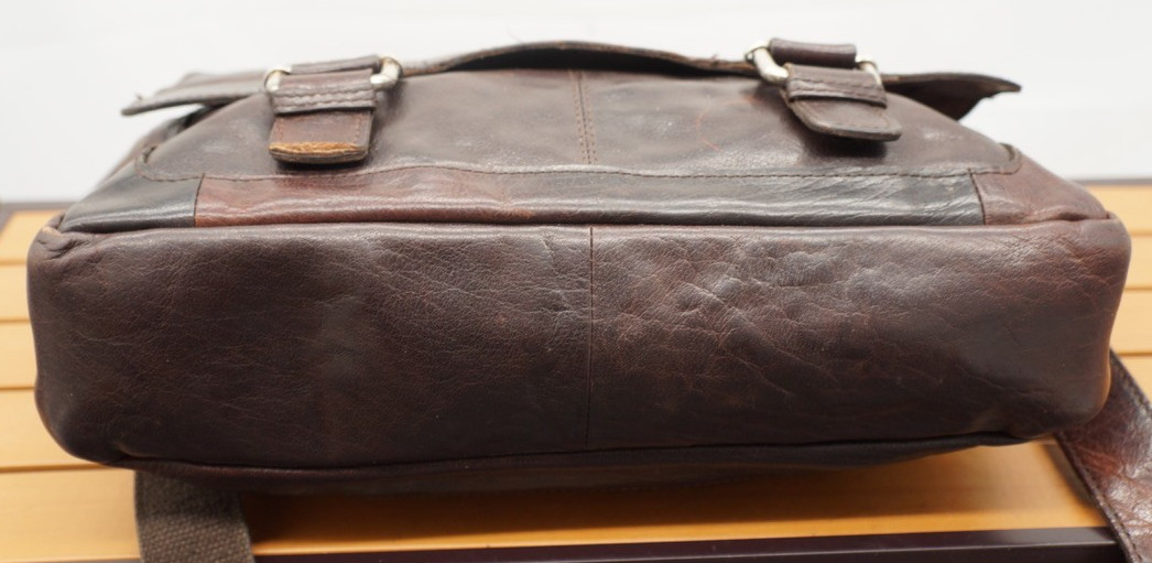 Jack Georges Spikes and Sparrows Brown Leather Briefcase