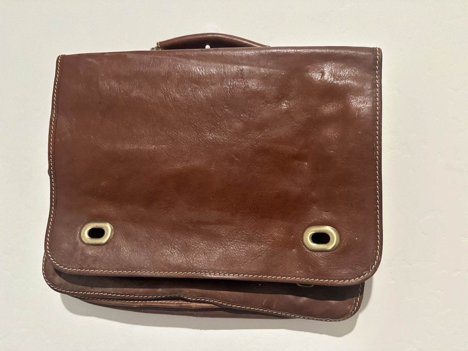 FLOTO Brown Italian Leather Briefcase Laptop Messenger Bag
