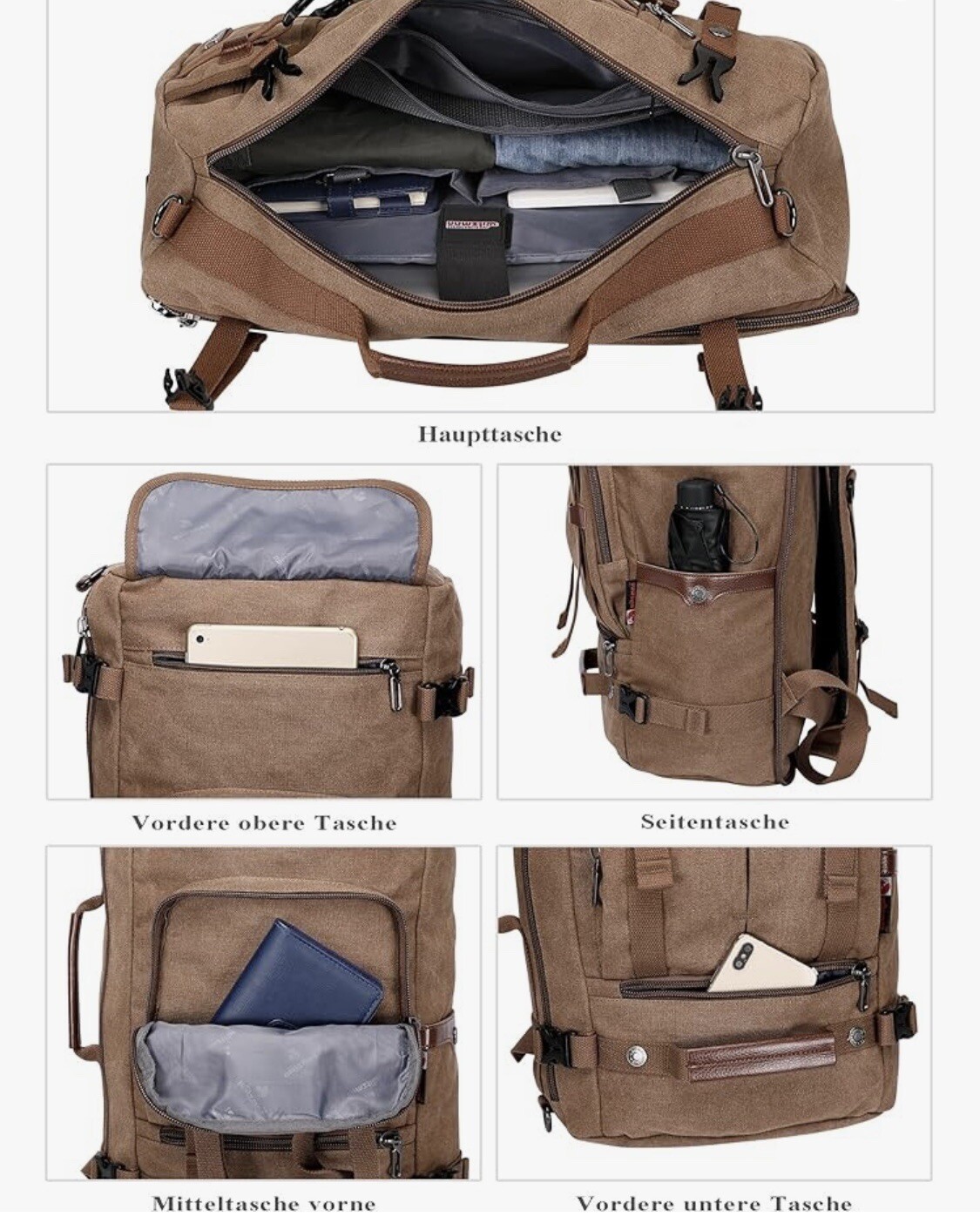 WITZMAN Canvas Backpack Vintage Travel Backpack Large Laptop Bags Convertible…
