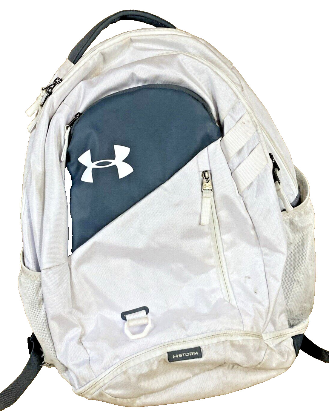 Under Armour UA Backpack Unisex Hustle 4.0 White Bag Zippers Used School Bag