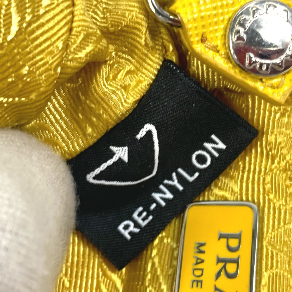 PRADA 2TT140 triangular plate Re Nylon Key ring with neck strap Pouch Unused