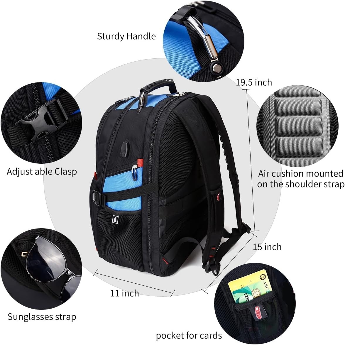 Travel Backpack Extra Large 50L Laptop Backpacks for Men Women Water Resistant