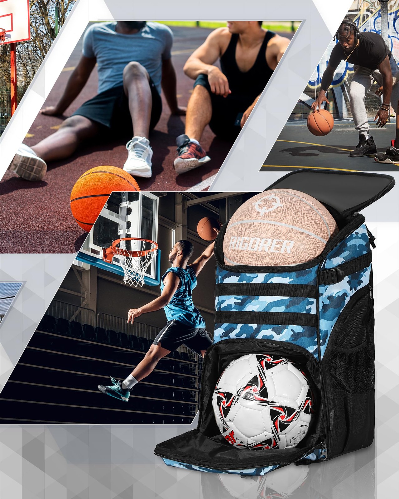 Basketball Bag Backpack with Holder Multi-Sport Backpack for Soccer Volleybal…