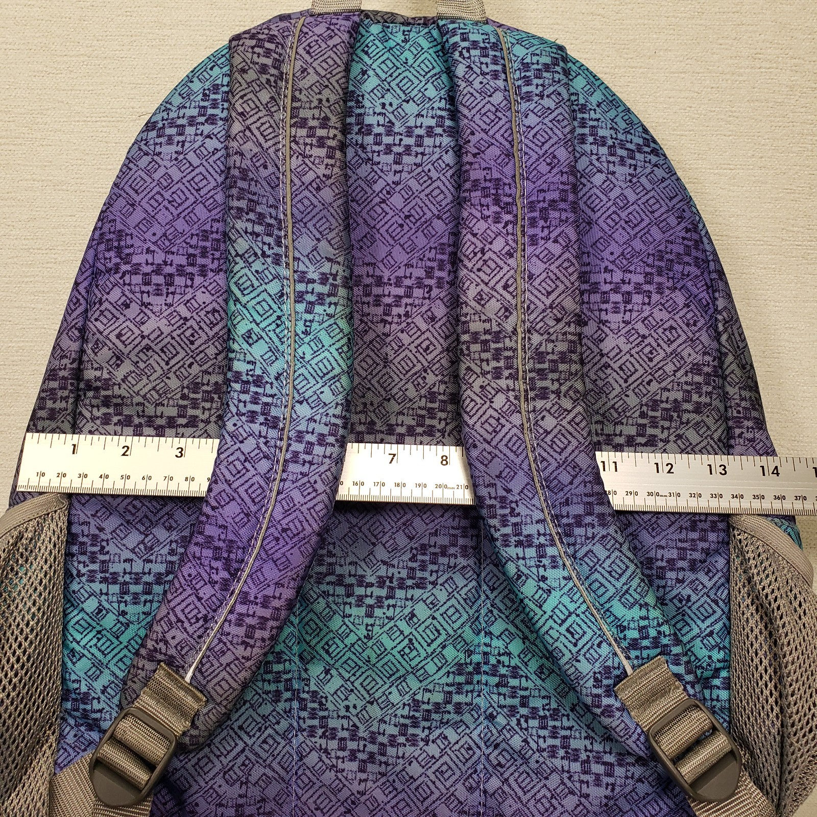 LL Bean Deluxe Book Pack Backpack Purple Blue Geometric Tribal Print School Bag