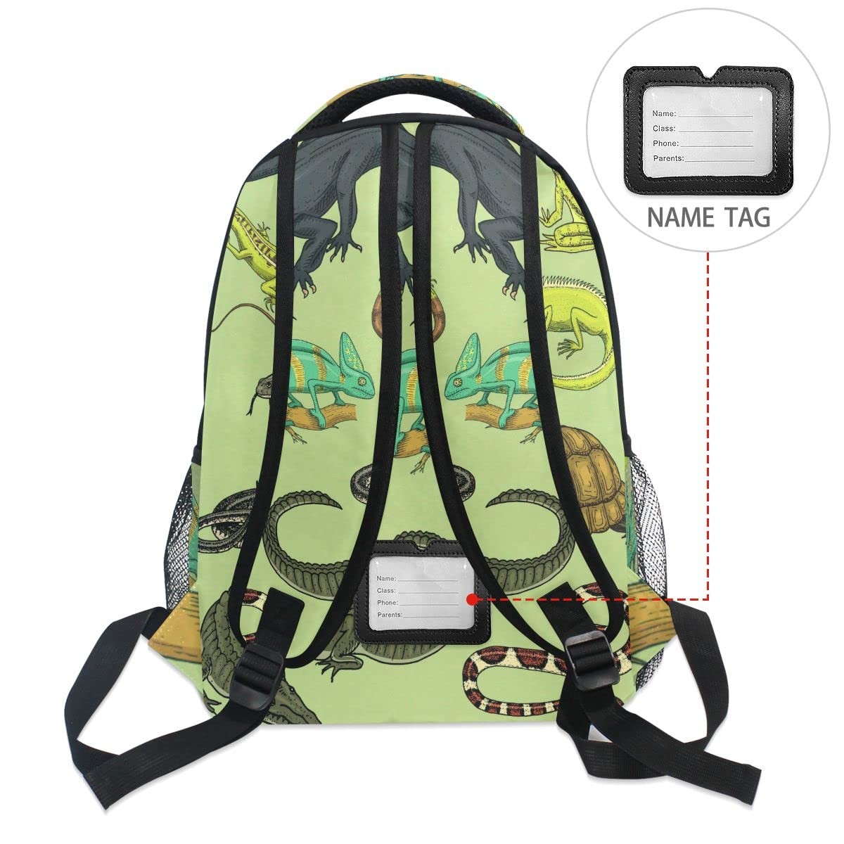 Snakes Lizard Chameleon Turtle Animal Backpack School Bookbag Laptop Gift