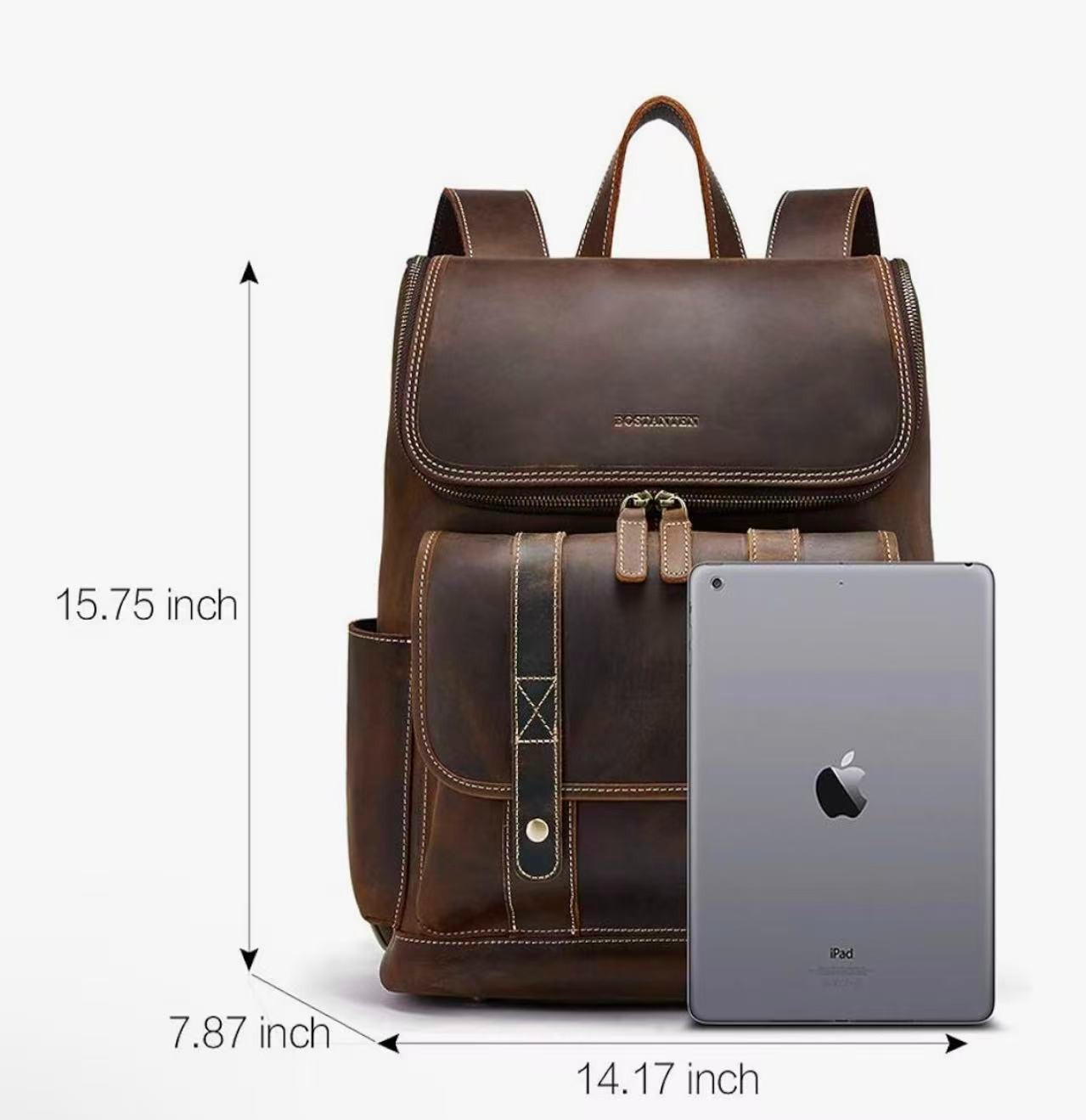 BOSTANTEN Leather Backpack for Men 15.6 inch Laptop Backpack Vintage Travel Offi
