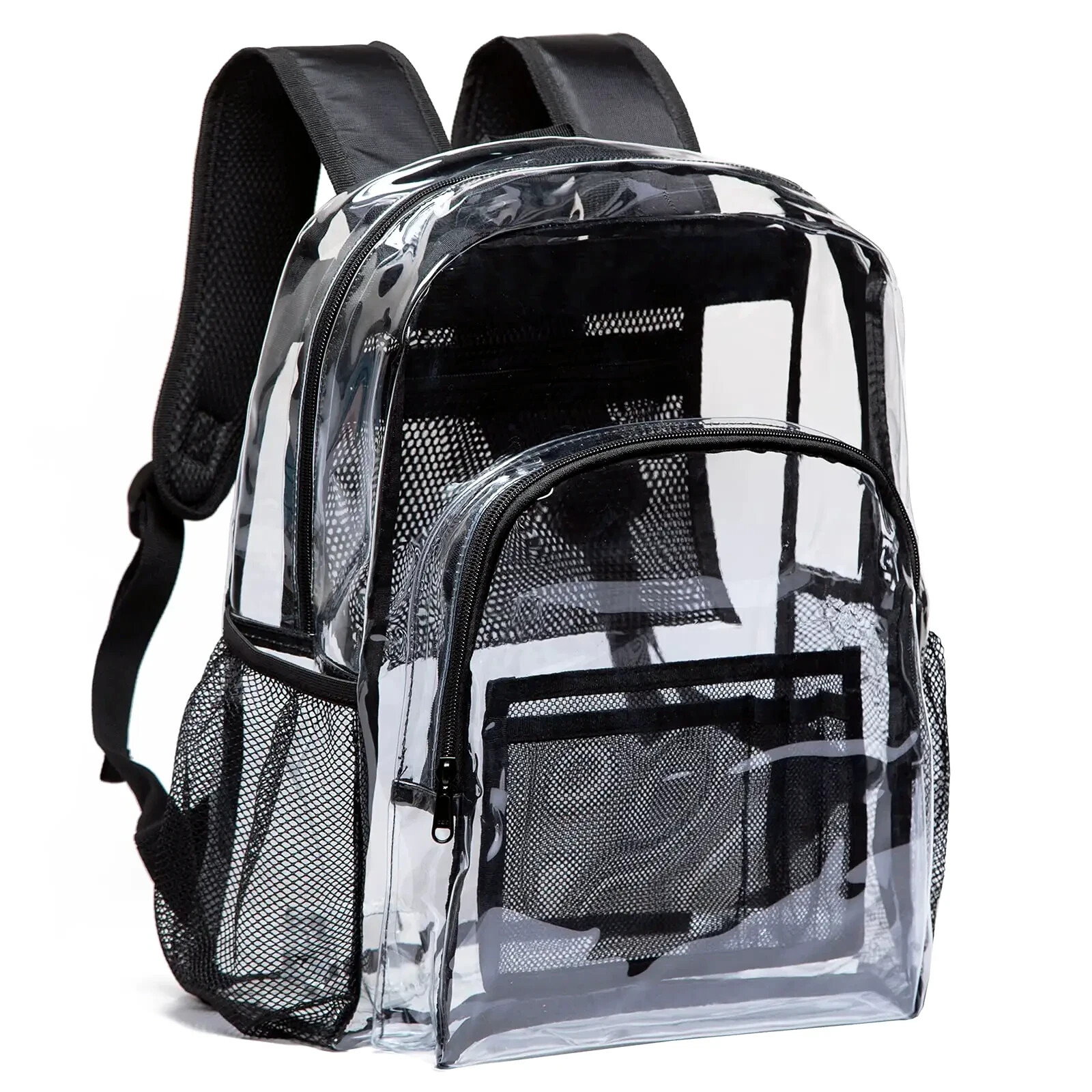 LARGE HEAVYDUTY CLEAR BACKPACK Transparent See Tru PVC School Bookbag – Stadium