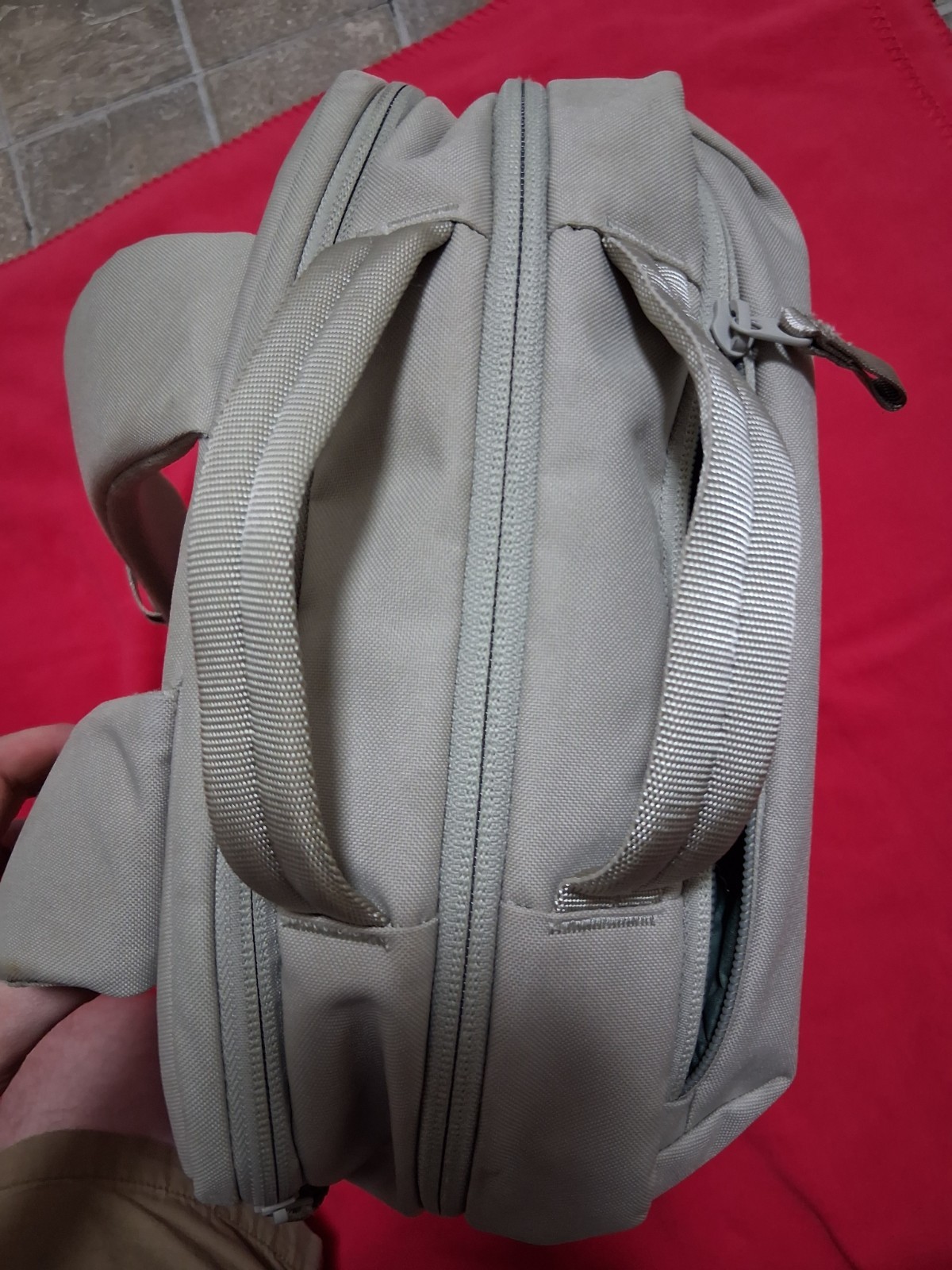 Lululemon Double Zip Backpack 22L Raw Linen/Grey Eucalyptus Back To School