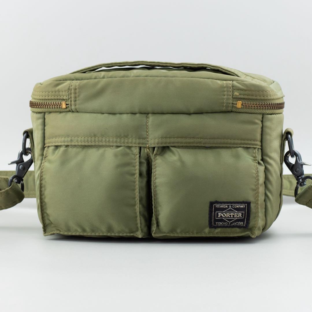 YOSHIDA Porter Tanker Camera Bag Sage Green Nylon Shoulder Excellent Japan