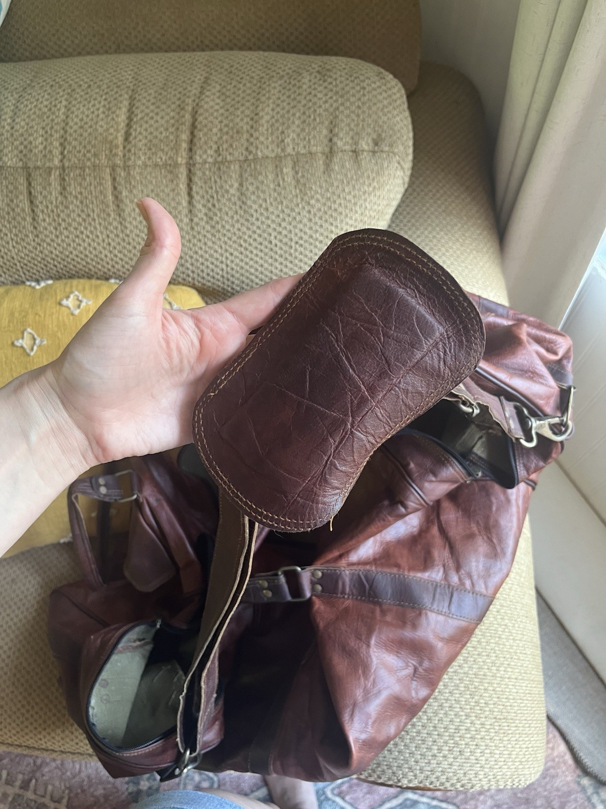 30″Men’s Genuine Leather luggage gym weekend overnight duffle large vintage bag