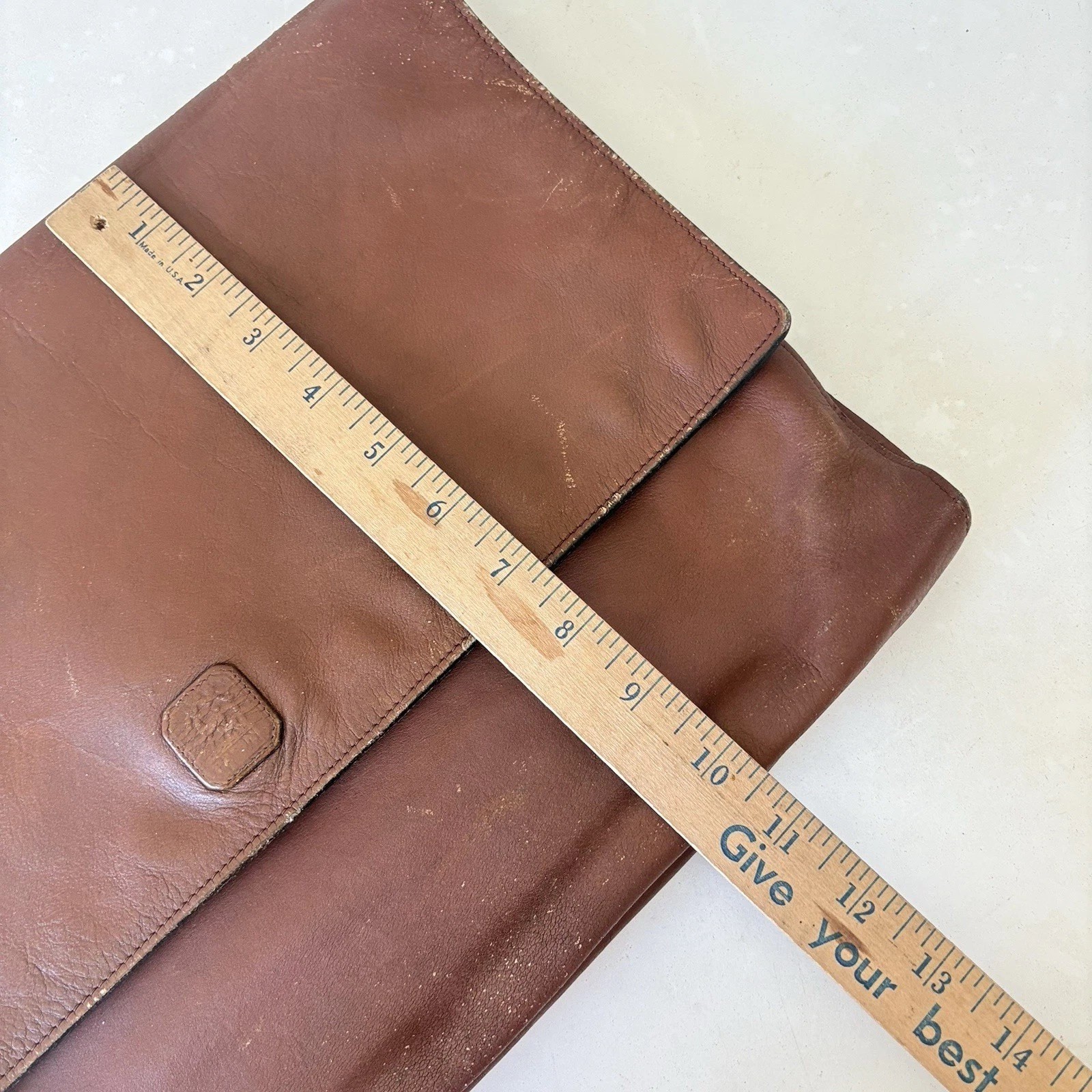 Papini Firenze Brown Leather Briefcase Clutch Bag 15.5”x10.5” Made In Italy
