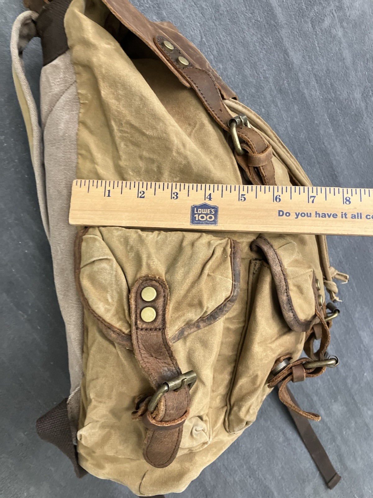 Canvas Leather Back Pack Utility Streetwear Commuter Laptop Brown Tan 14” ISSUES