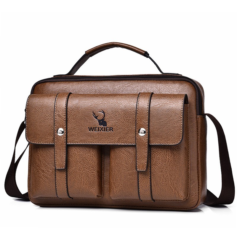 WEIXIER PU Leather Bag New Men’s Shoulder Bag Casual Crossbody Messenger Bag