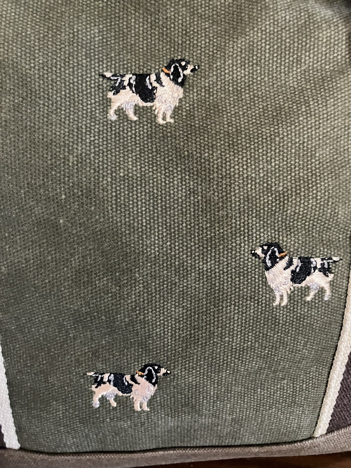 LLBean Green Canvas bag Springer Spaniel Hunting Embroidery Dog