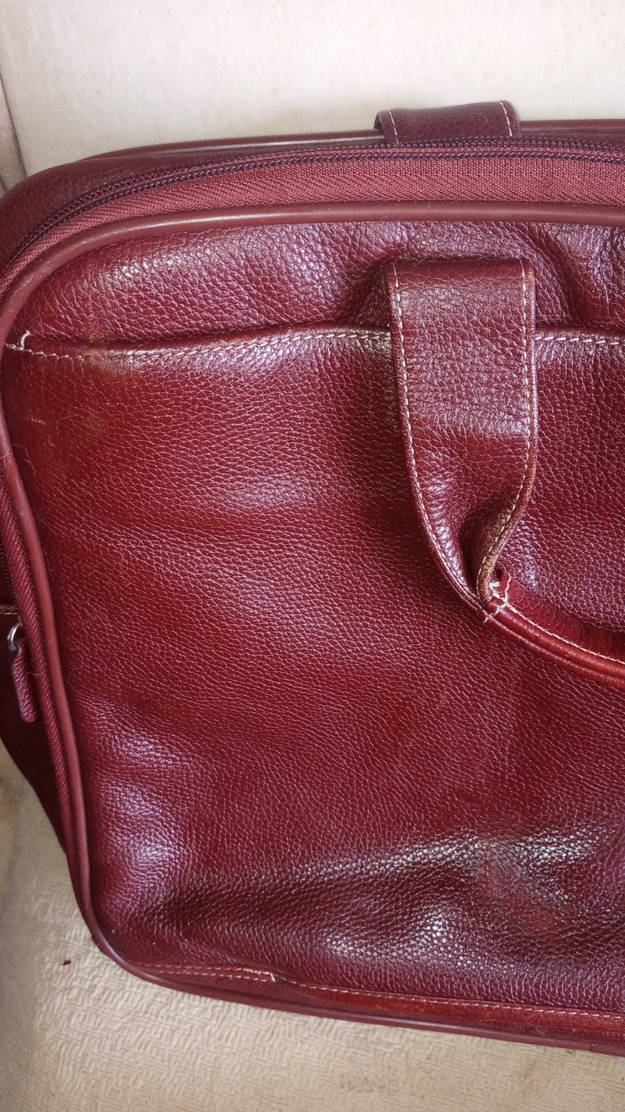 Vintage Johnston & Murphy Brown Pebble Leather Laptop Briefcase Messenger Bag