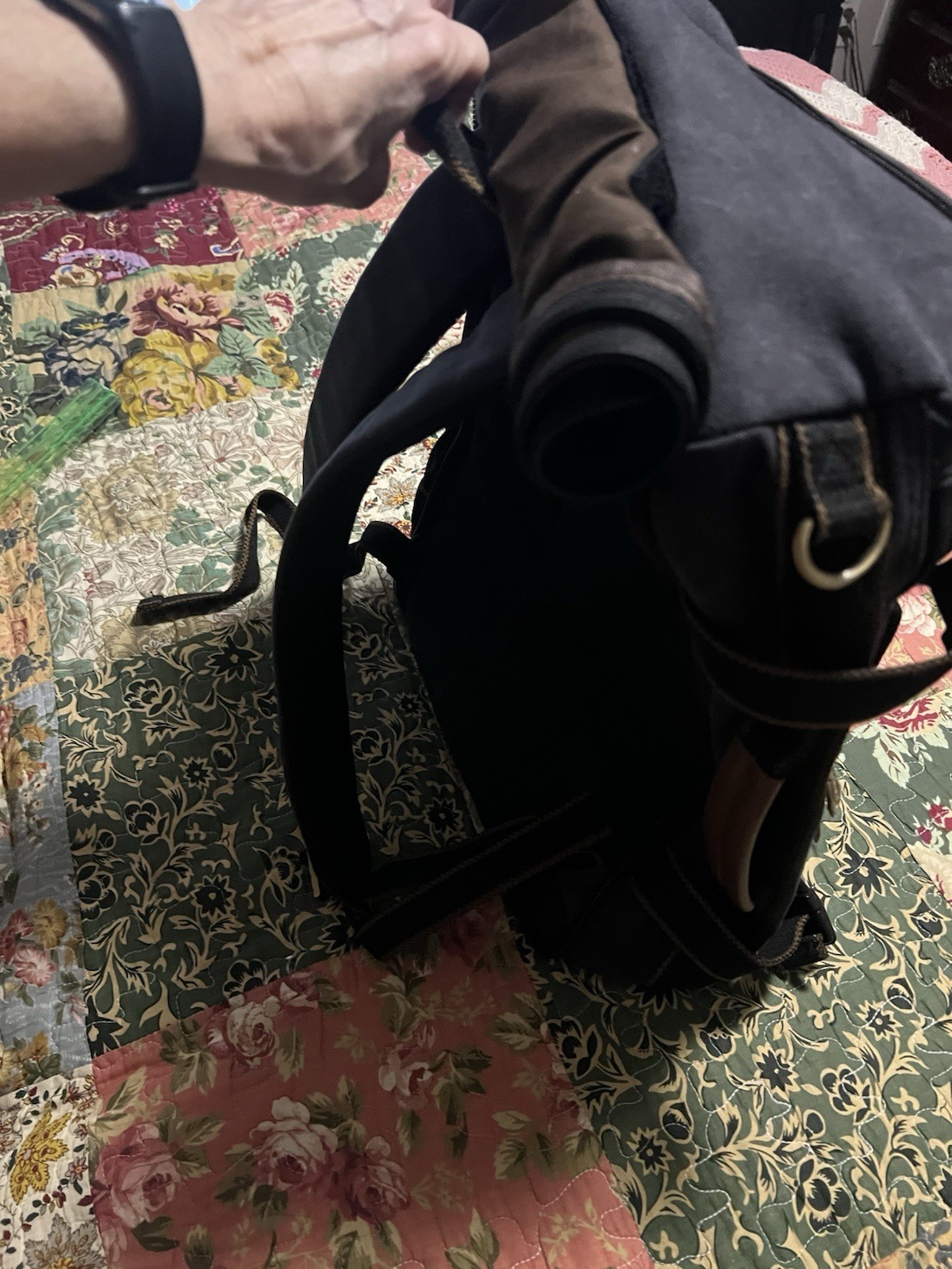Kaukko Backpack Laptop Combo Canvas With Leatherlike Trim Carry on Travel Bag