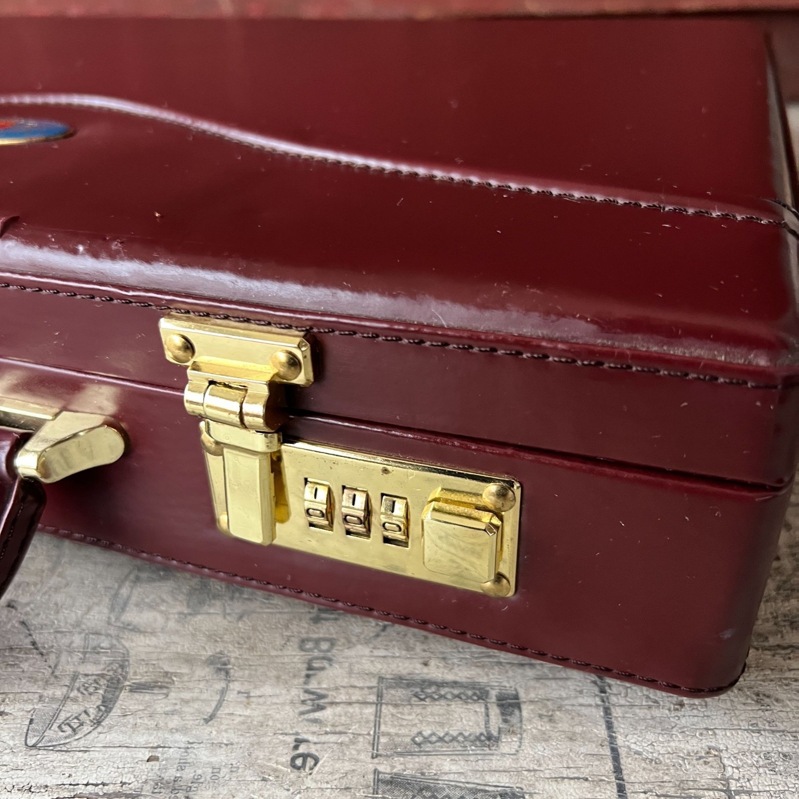 China Exquisite Foreign Affairs Gift Maroon Leather Briefcase 16.5″