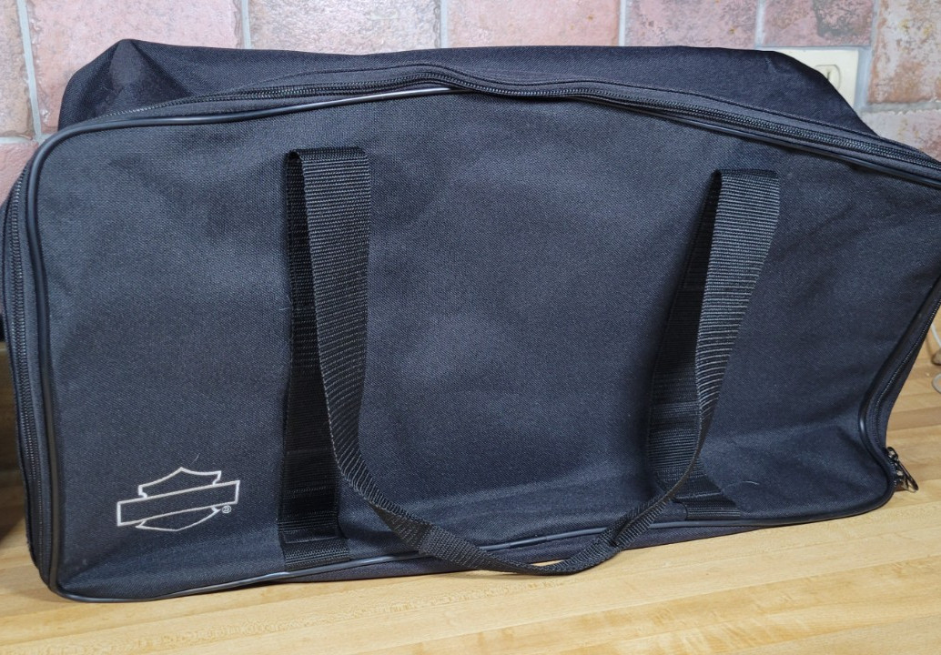 Harley Davidson Black Carry On Lightweight Leather Canvas Biker Duffle Bag