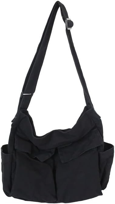Large Canvas Messenger Bag Crossbody with Multiple Pockets & Adjustable Strap