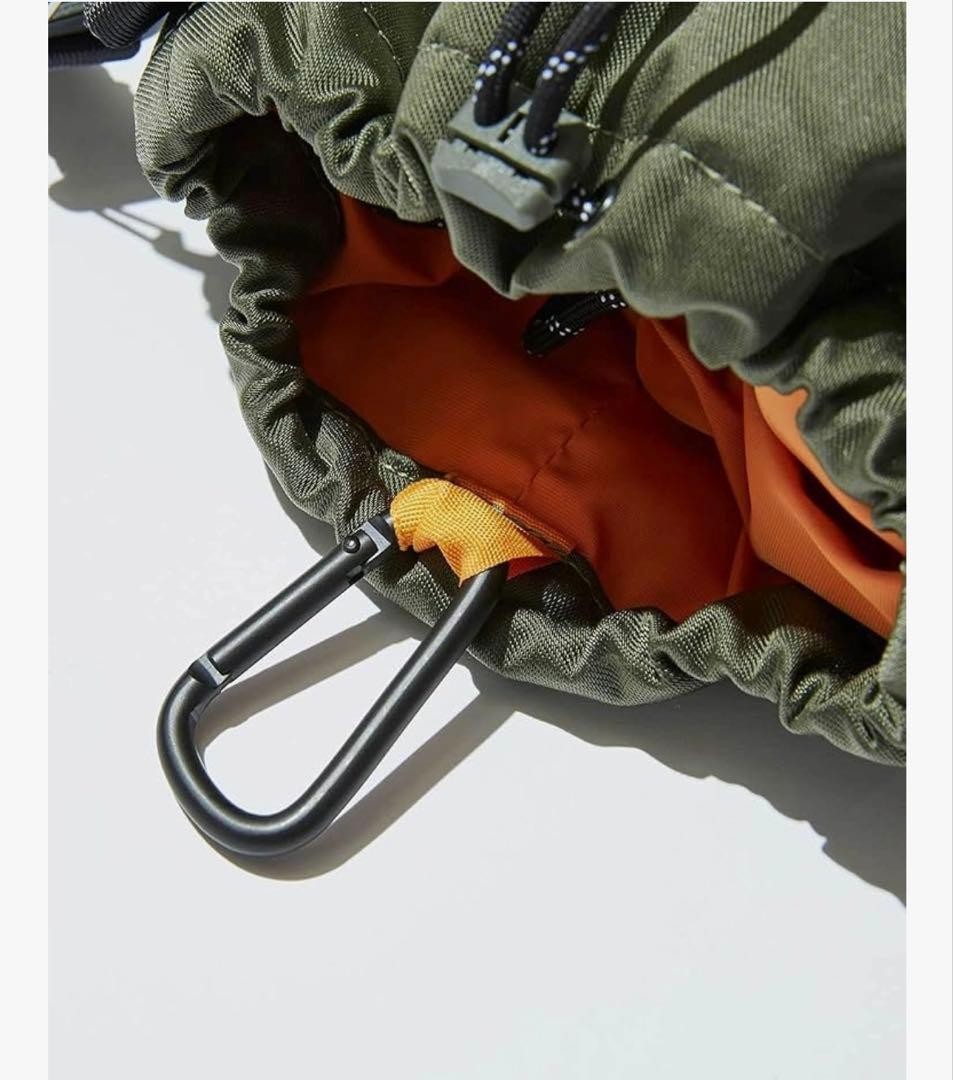 F/CE. Satin Drawstring Mini Bag Olive Nylon Shoulder Bag Japan