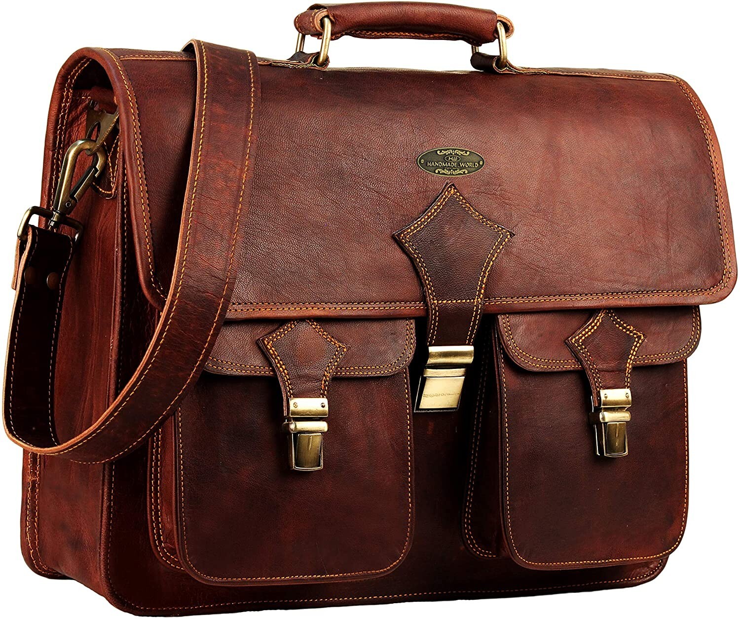 Large Leather Briefcase Bag for Men | Full Grain Leather Messenger Laptop Bag