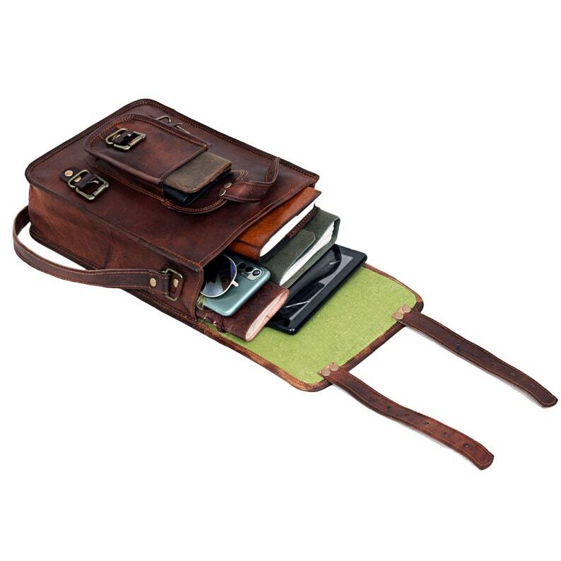 Handmade Personalized Genuine Leather Satchel – Unisex iPad Shoulder Bag