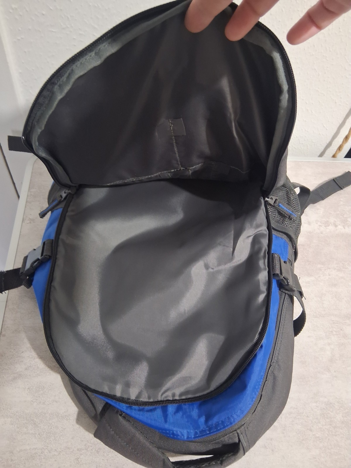 Deluxe Large Blue Grey Gray Backpack Padded Straps Many Pockets Buckle (UNUSED)