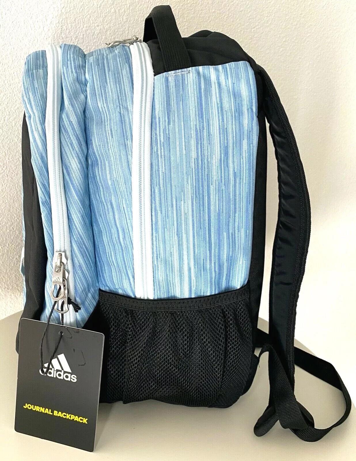Adidas Journal Backpack Light Blue Black Athletic|Laptop|School Backpack NWT