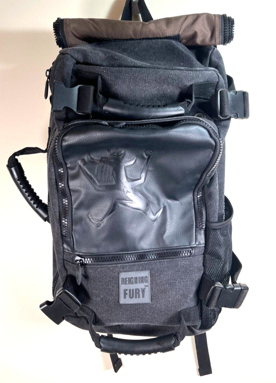 REIGNING FURY Black Convertible Messenger Laptop Hipster Trendy Backpack Bag