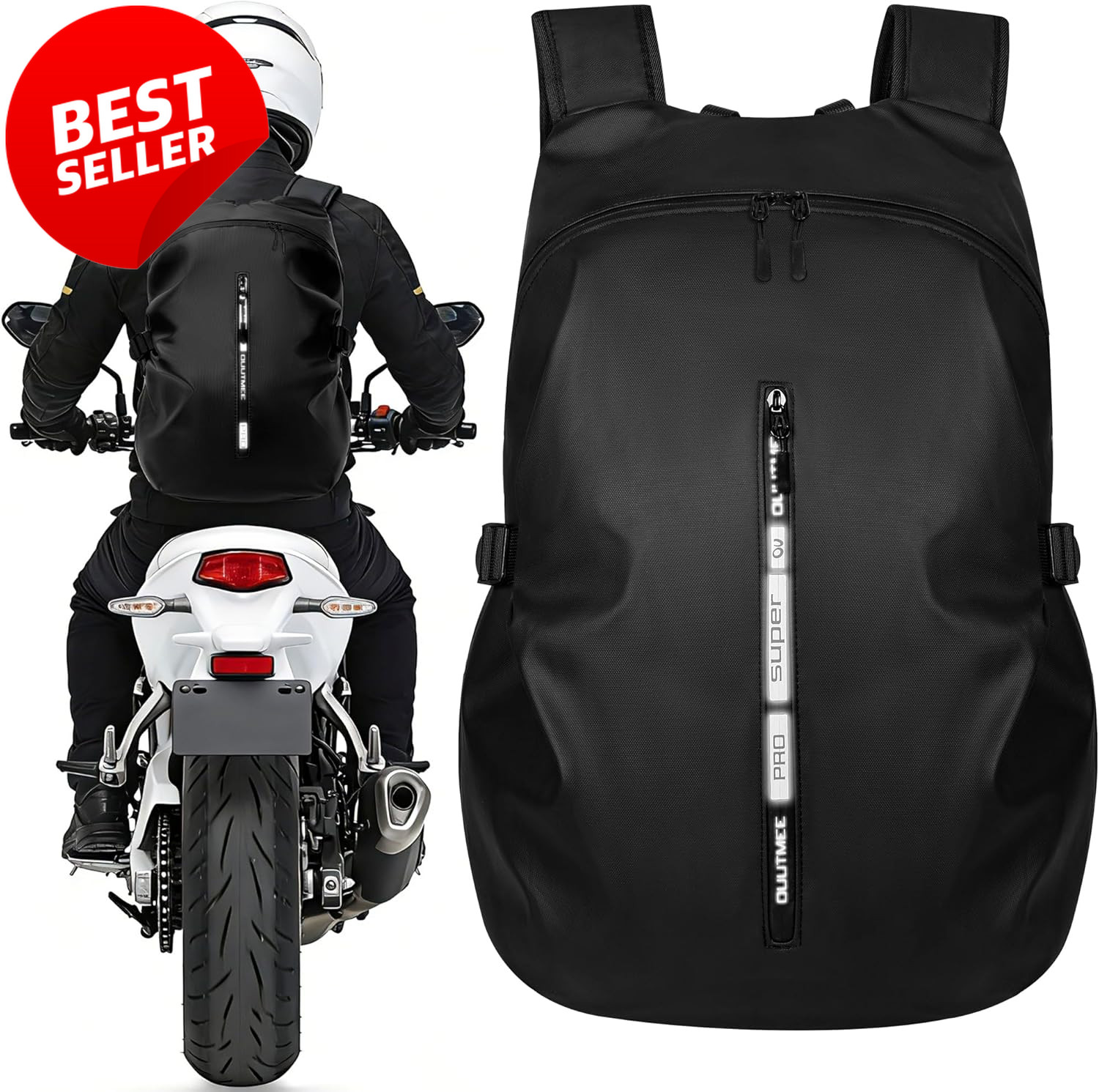 Motorcycle Backpack Waterproof Helmet Bag Reflective Large Capacity – US