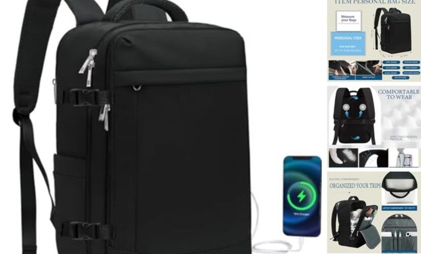 for Spirit Airlines Personal Item Bag 18x14x8 Inches Travel Bag Mens 30L Black