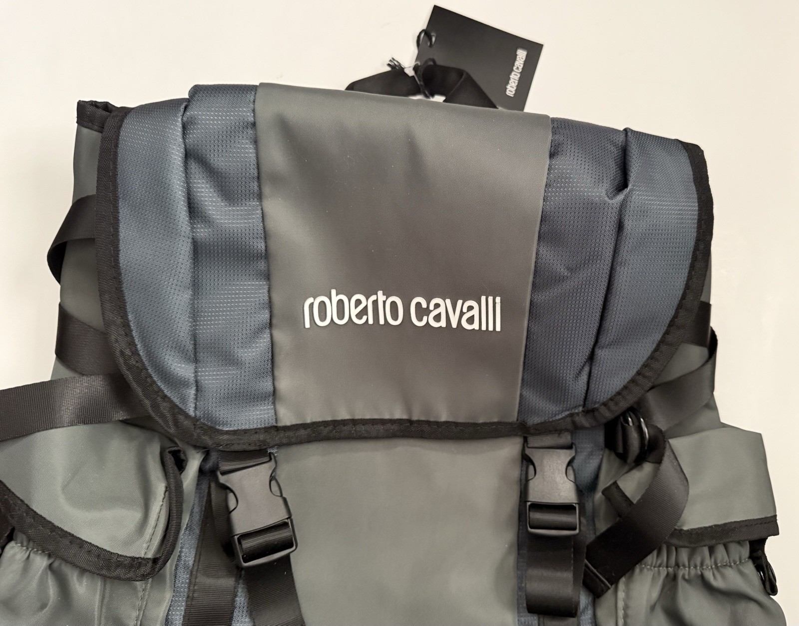 NWT! ROBERTO CAVALLI Unisex TRAVEL BACKPACK Army Green NYLON AUTHENTIC