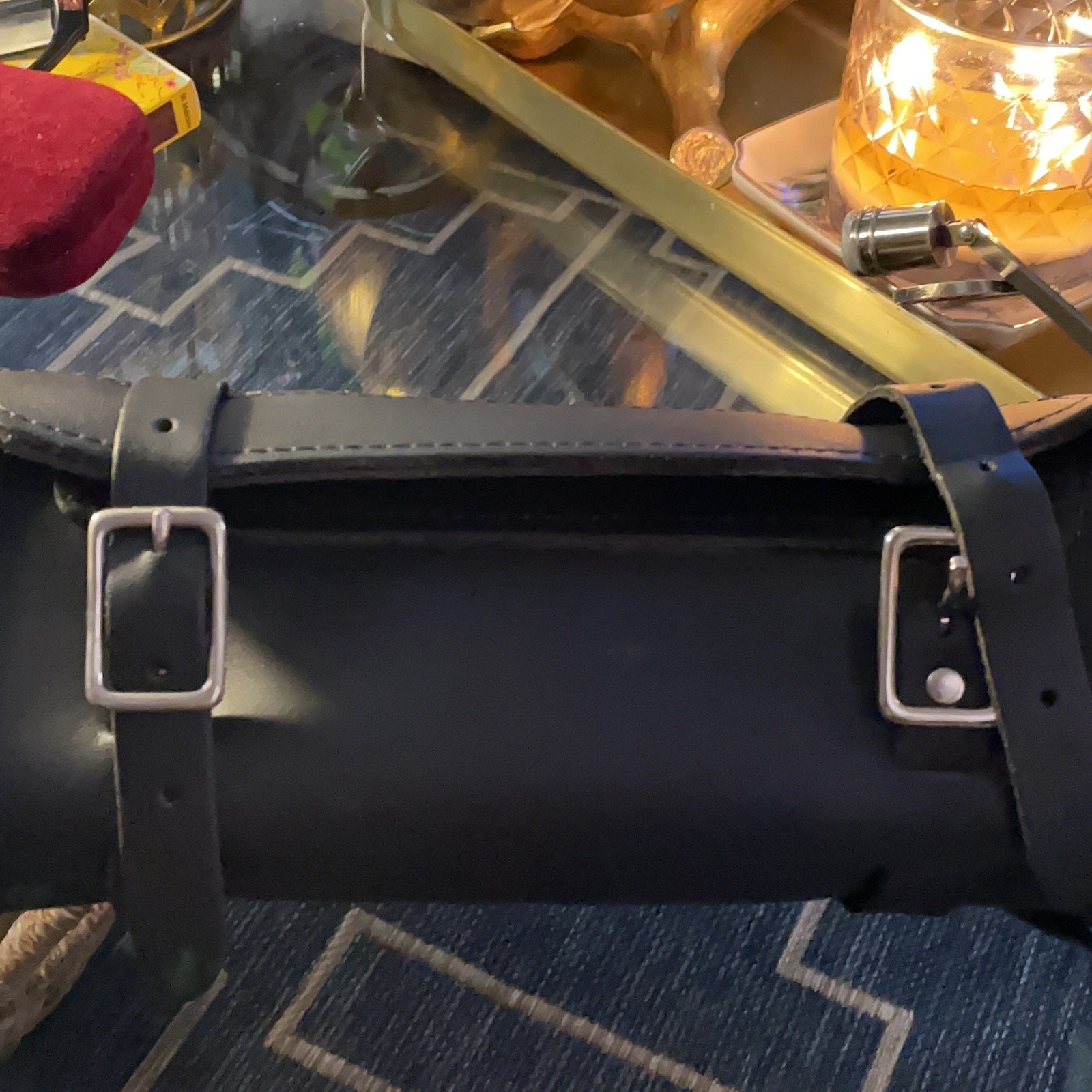 Unbranded Unisex Black Faux Leather Messenger Bag Regular