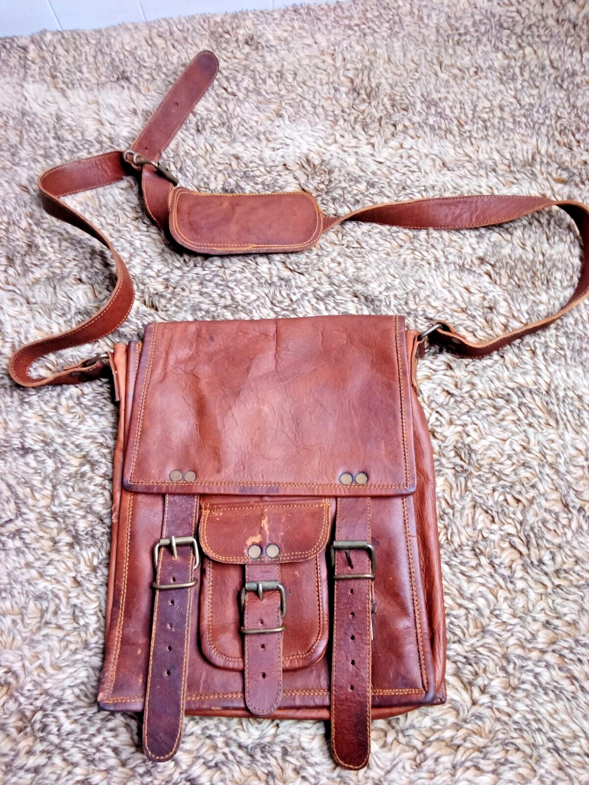 Komal’s Passion Leather Distressed Vintage Leather Shoulder Crossbody Messenger