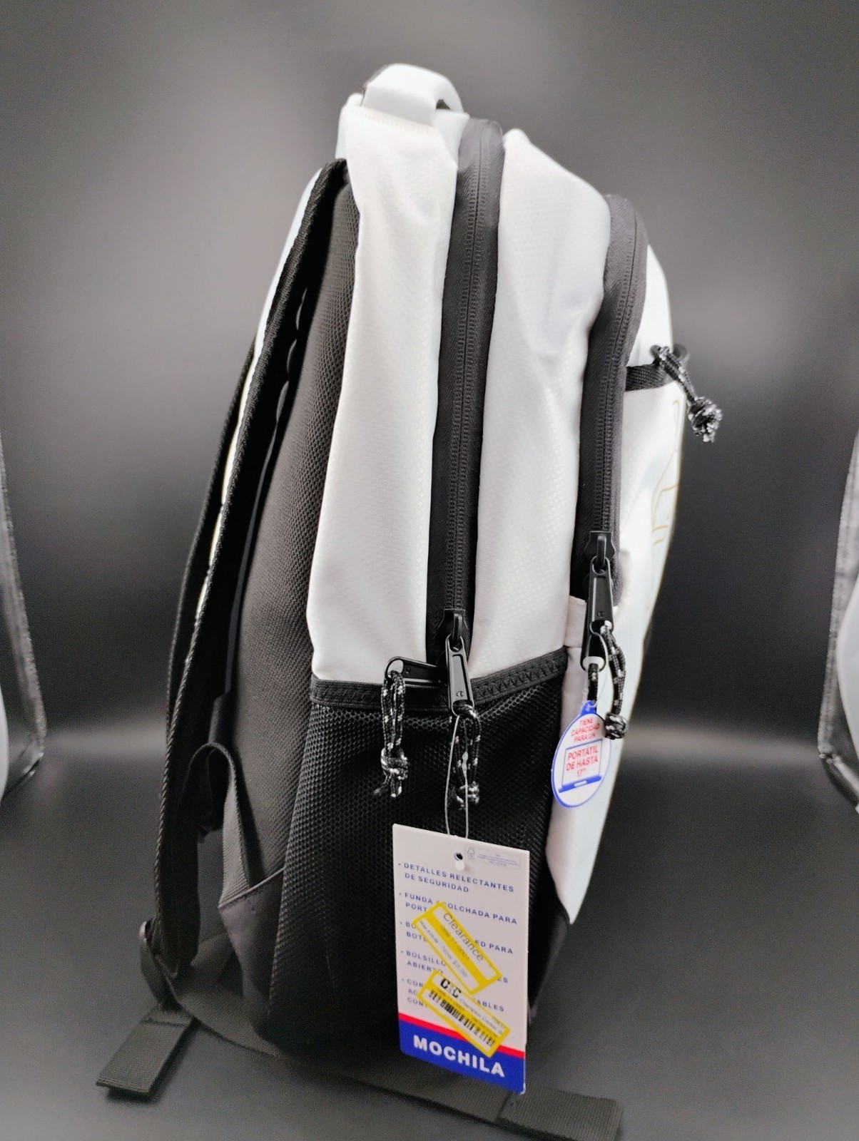 Champion White & Black Backpack With Gold Lettering Durable