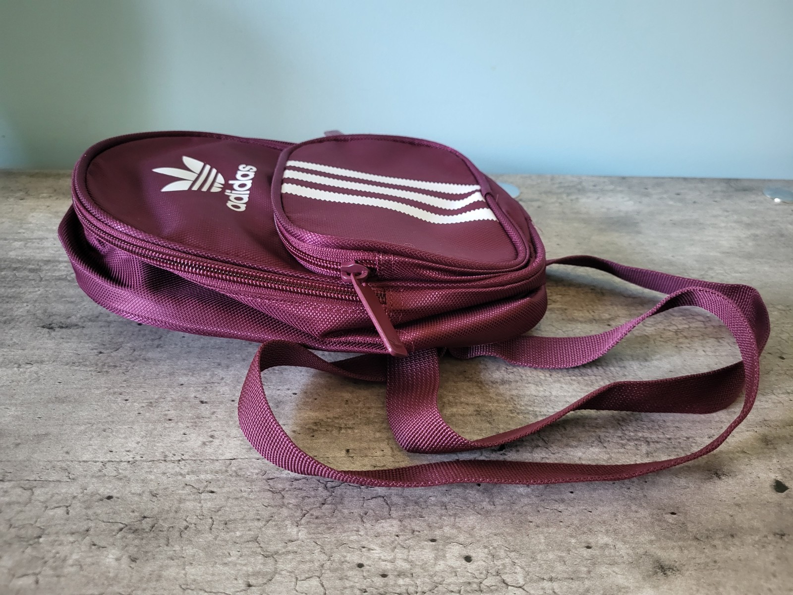 Adidas Maroon Adjustable Mini Backpack Adidas 3 Stripes