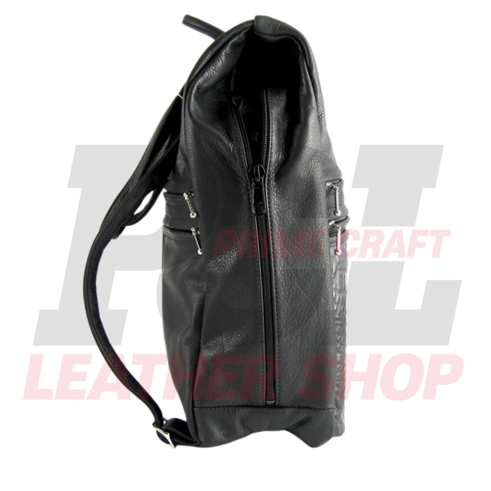Genuine Leather Backpack Black Soft Slouchy Rucksack Water Bottle Pocket