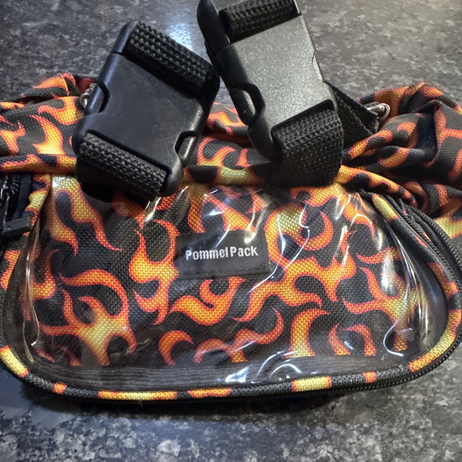WhinneyWear Inferno Print Clear Front Belt Bag Zip Adjustable pommel pack