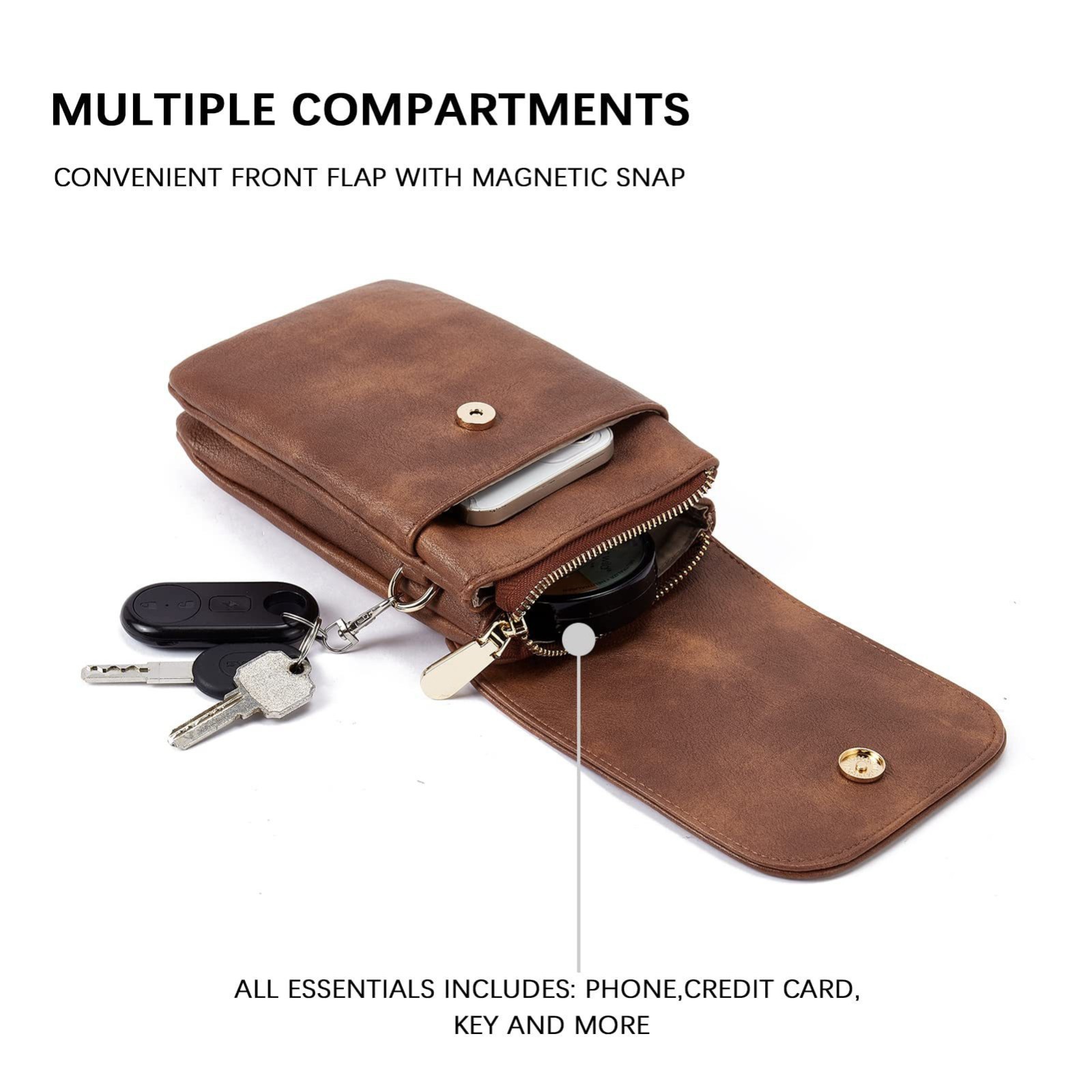 Mens Leather Shoulder Bag Small Crossbody Pouch Vintage Phone Wallet Carrier