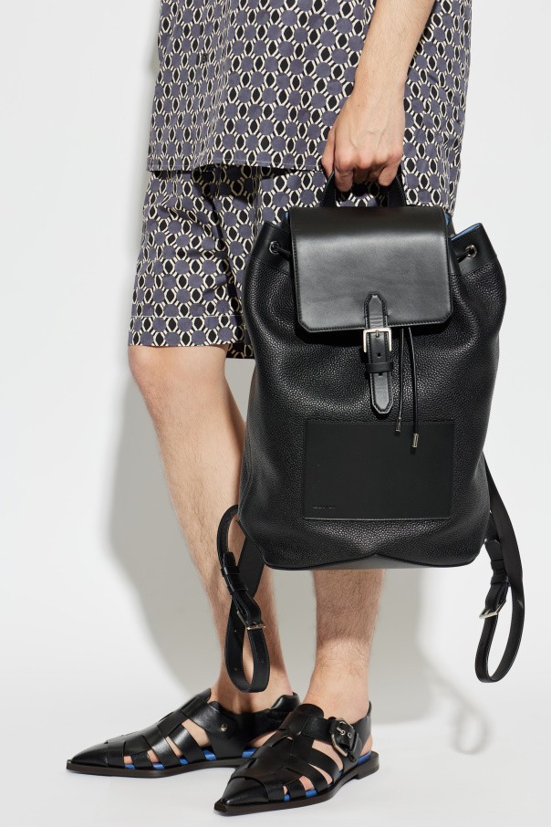 Lanvin – Men – Leather backpack `Zaino` – Black