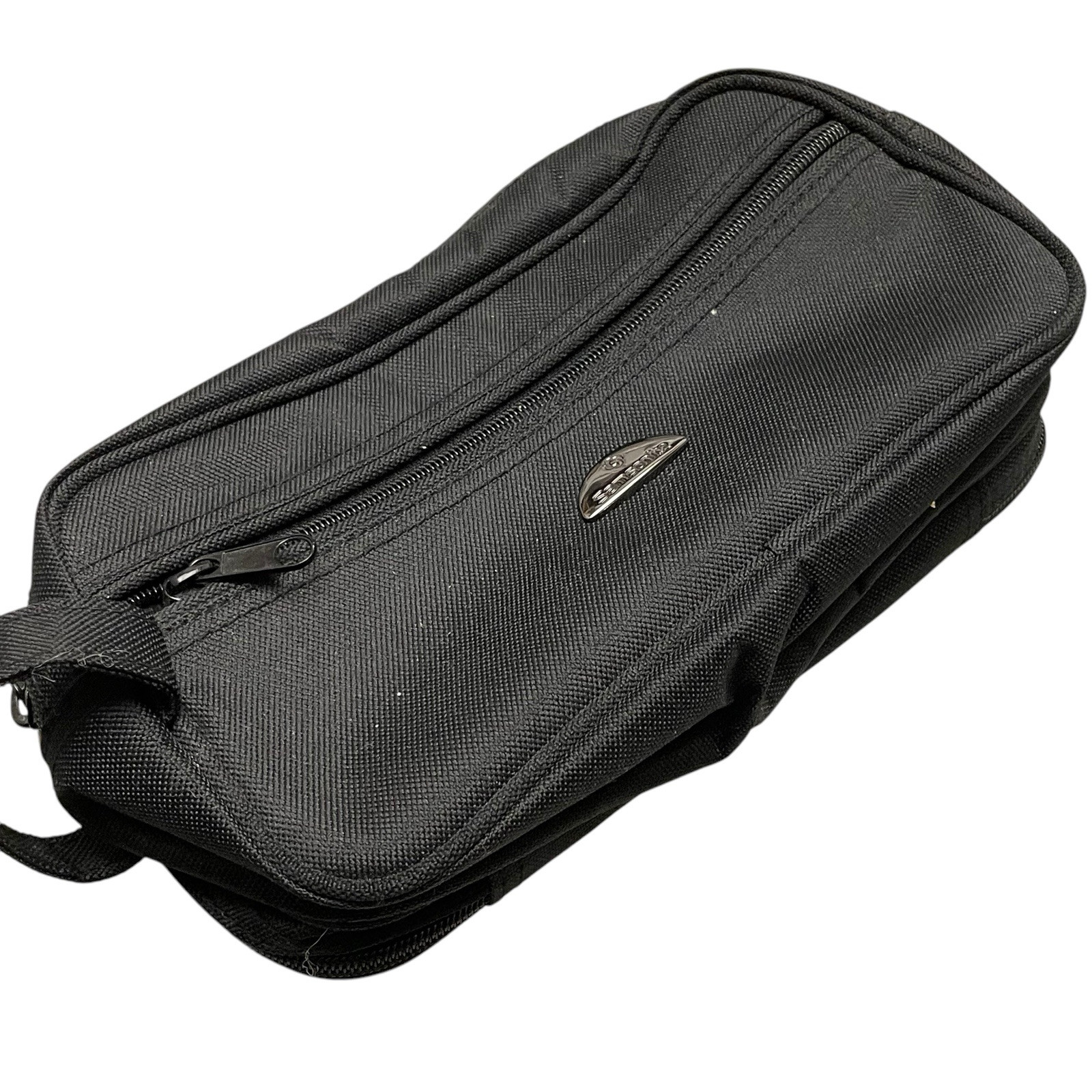 Samsonite Black Canvas Shaving Kit Dopp Toiletry Bag 2 Compartments + Pocket