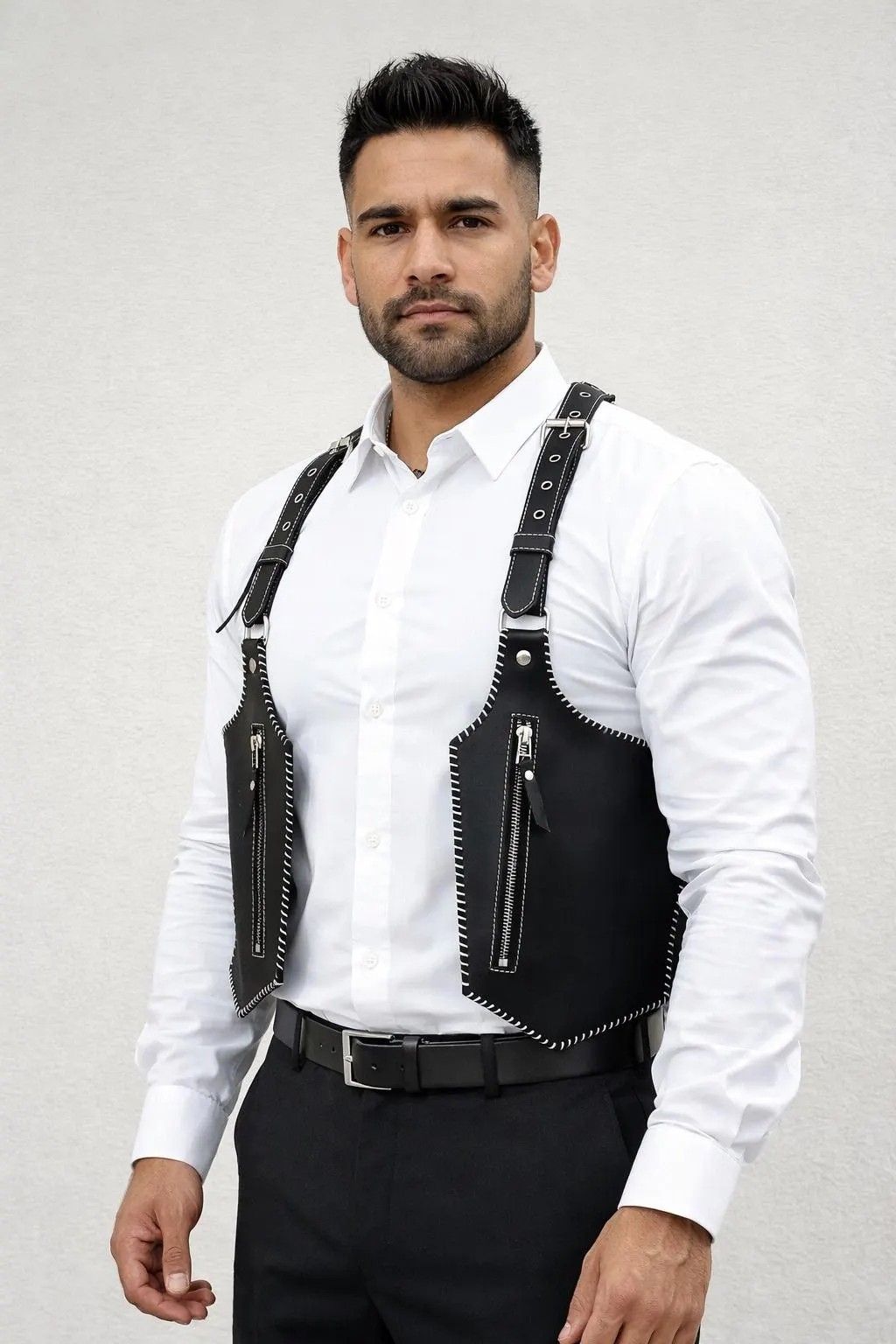 Mobile Holster Adjustable Harness with Zippered-Bags, Vintage Shoulder Holster