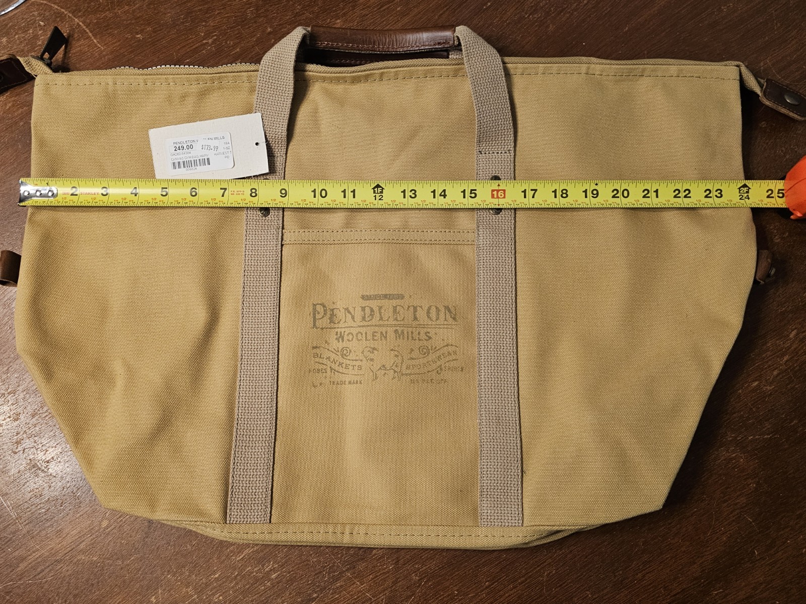Pendleton Woolen Mills Harvest Canvas Zip Tote Duffle Bag Gym Bag NEW w/ TAGS