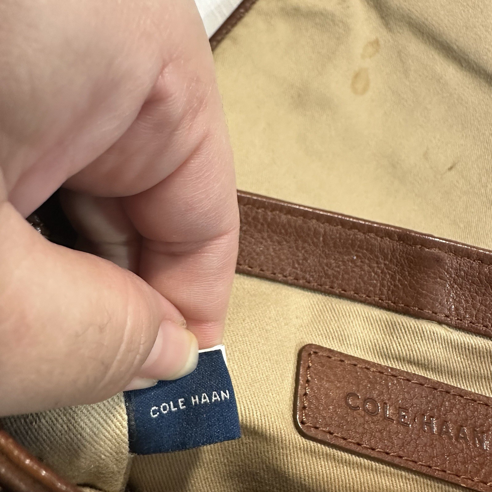 Vintage Cole Haan Utilitarian Pebbled Leather Reporter Messenger Bag Brown