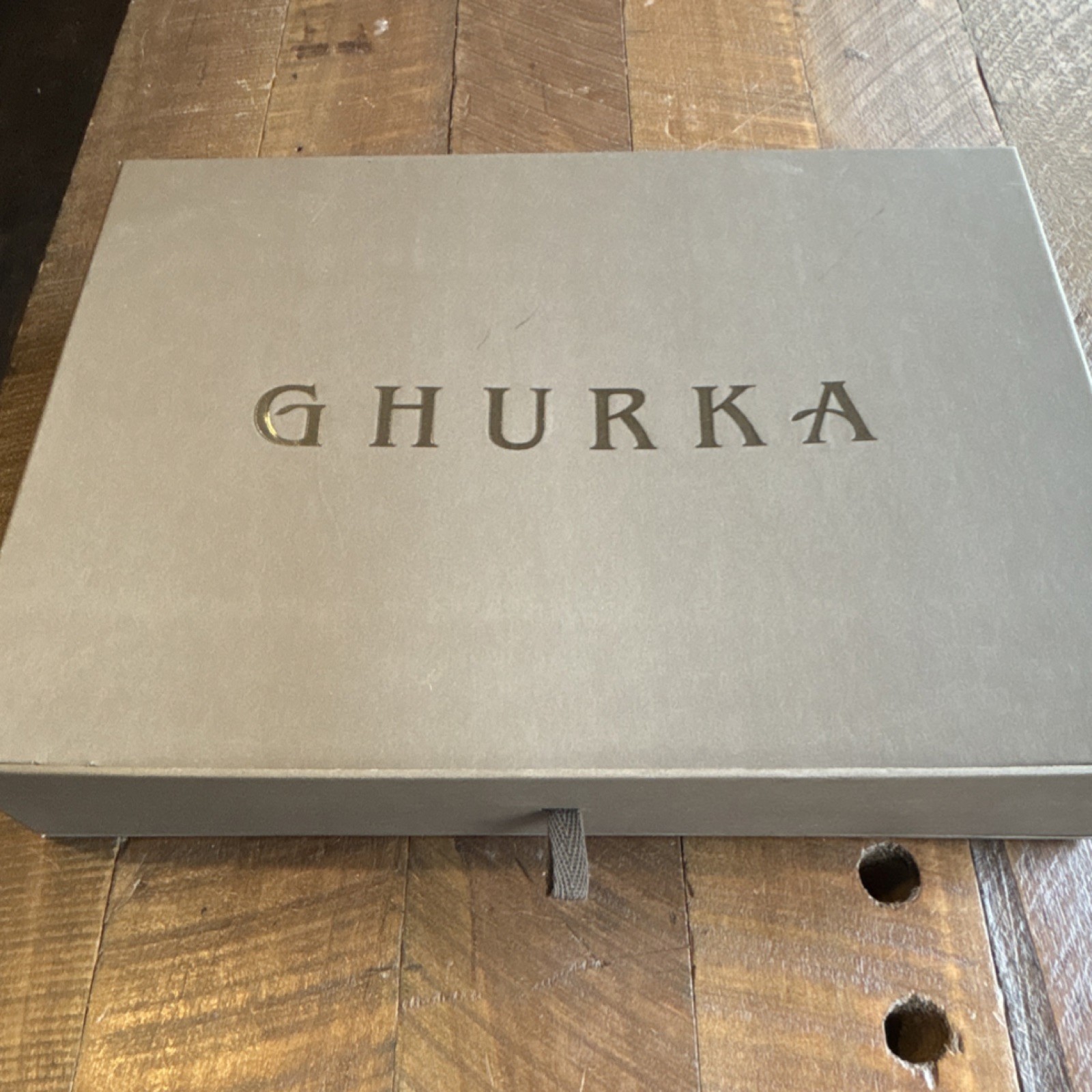 Ghurka Gray Leather Pouch Button Closure Solid Pattern