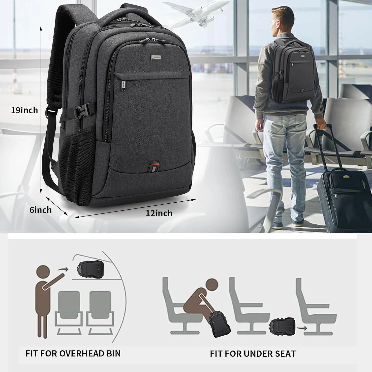 DUSLANG 17 Inch Laptop Backpack for Travel Water Resistant College Backpack for