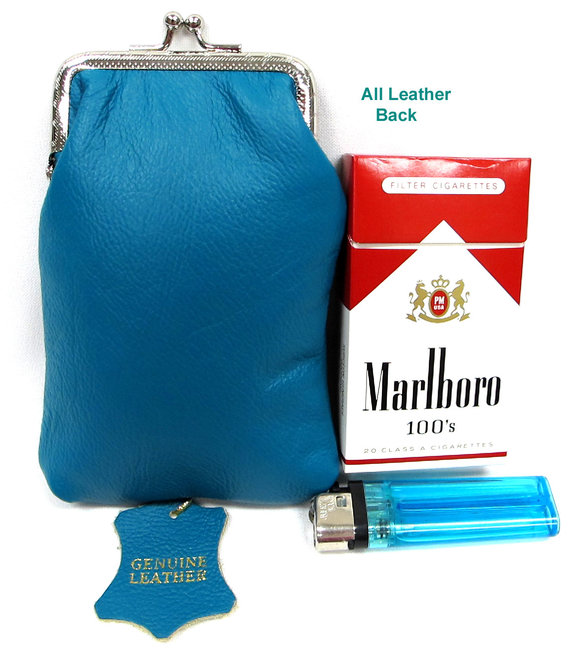 2pc in 2Color Leather Cigarette Soft Case TURQUOISE 100s+120s Blk Brown Pink Red