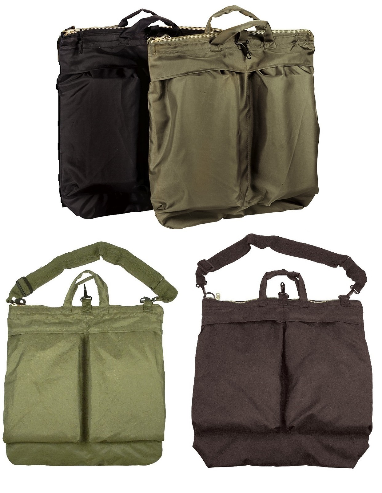 GI Type Flyers Helmet Bags With Or Without Shoulder Straps – Olive Drab & Black